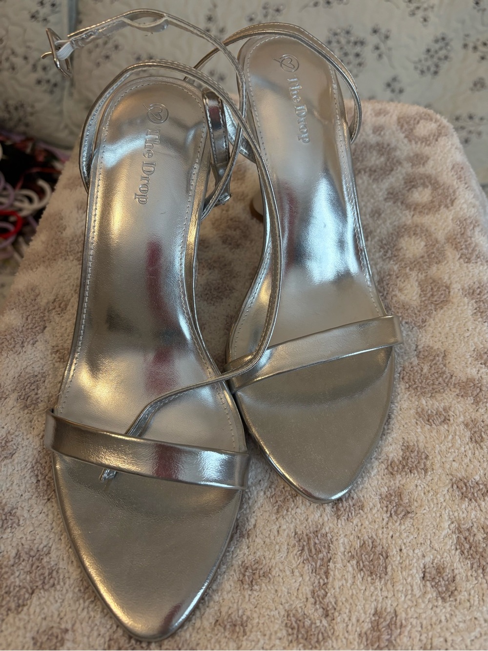 The Drop - Silver Slingback Stiletto Sandals - Womens - Size 8.5